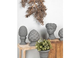 Šedá cementová dekorace socha šiška - Ø 10*18 cm