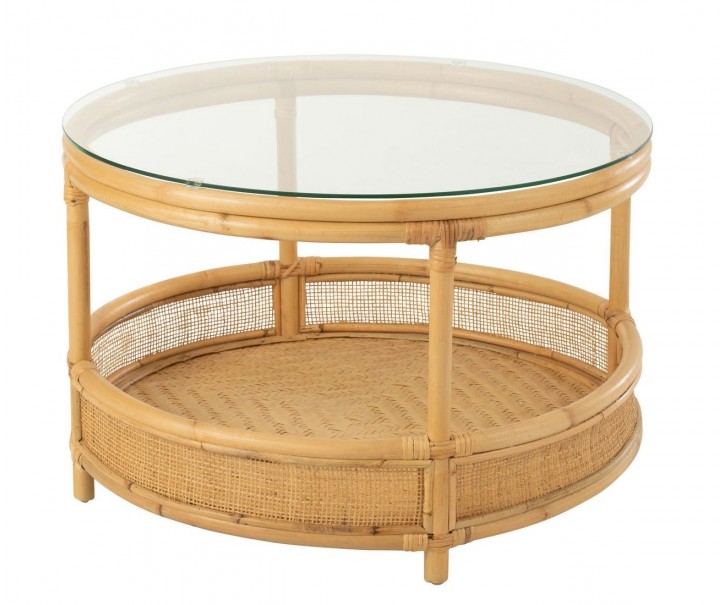 Přírodní ratanový coffee stolek Jovelyne Rattan - Ø 70*47cm J-Line by Jolipa