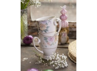 Porcelánový hrneček s květinami Flowers - 11*8*10 cm / 300 ml
