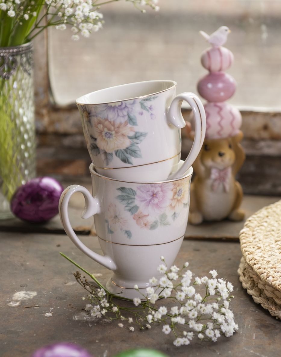 Porcelánový hrneček s květinami Flowers - 11*8*10 cm / 300 ml Clayre & Eef Porcelánový hrneček s květinami Flowers - 11*8*10 cm / 300 ml Clayre & Eef