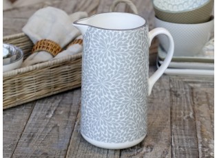 Šedý porcelánový džbán s ornamenty Arés Grey - 15*9*20cm / 1100ml