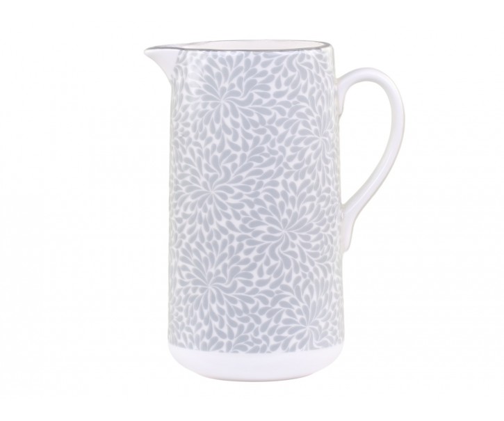Šedý porcelánový džbán s ornamenty Arés Grey - 15*9*20cm / 1100ml Chic Antique