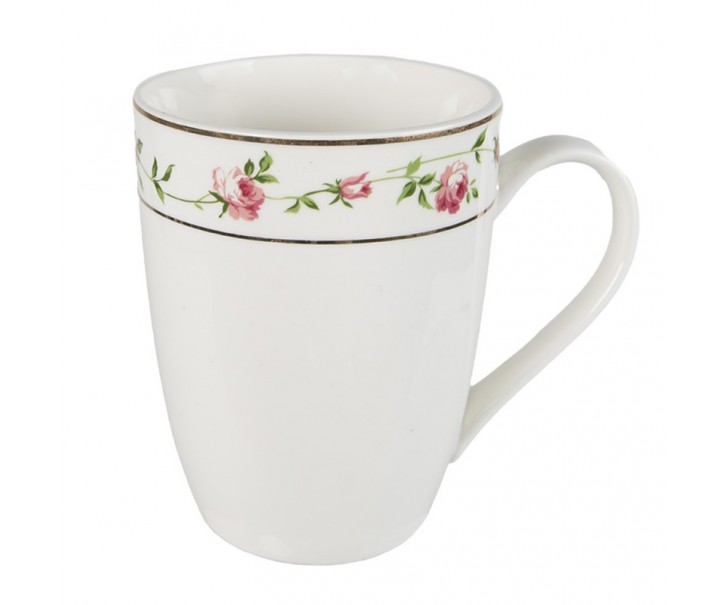 Porcelánový hrnek s růžičkami Cutty Rose - 12*8*10 cm / 300 ml Clayre & Eef