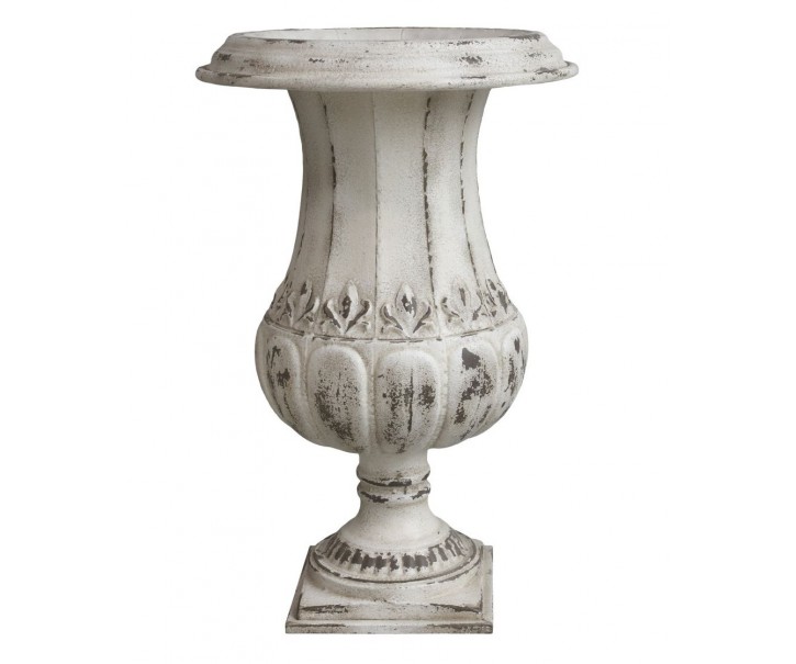 Krémový vintage obal na květináč/ váza ve tvaru číše Frenchie - Ø 42*67cm Chic Antique