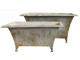 2ks zelený kovový květináč s rezavou patinou Pattien - 76*47*45/ 64*33*31cm Chic Antique