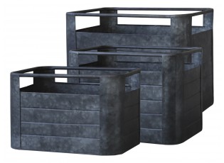 3ks plechový zinkový antik obal na květináč Planters - 40*30*30/ 32*22*21cm
