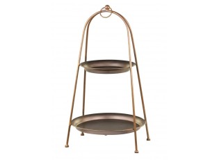 Bronzový antik dekorační kovový etažér Trays - Ø30*55cm