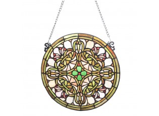 Skleněný kulatý závěsný Tiffany panel - Ø 30*1 cm