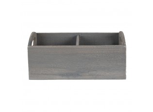 Šedá antik dřevěná bedýnka s přihrádkami a držadlem Helène - 30*15*13 cm