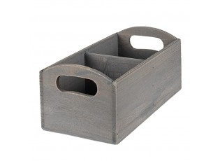 Šedá antik dřevěná bedýnka s přihrádkami a držadlem Helène - 30*15*13 cm