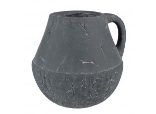 Tmavě šedý dekorativní obal na květináč s uchem Édith L - 23*23*21 cm
