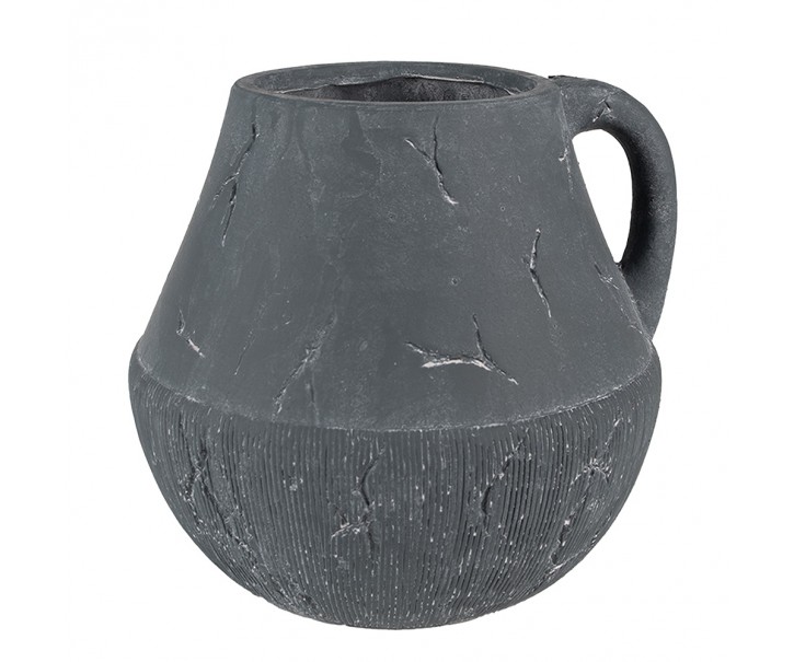 Tmavě šedý dekorativní obal na květináč s uchem Édith L - 23*23*21 cm Clayre & Eef