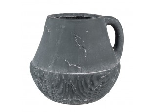 Tmavě šedý dekorativní obal na květináč s uchem Édith M - 19*19*17 cm