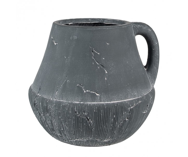 Tmavě šedý dekorativní obal na květináč s uchem Édith M - 19*19*17 cm Clayre & Eef