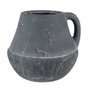Tmavě šedý dekorativní obal na květináč s uchem Édith M - 19*19*17 cm