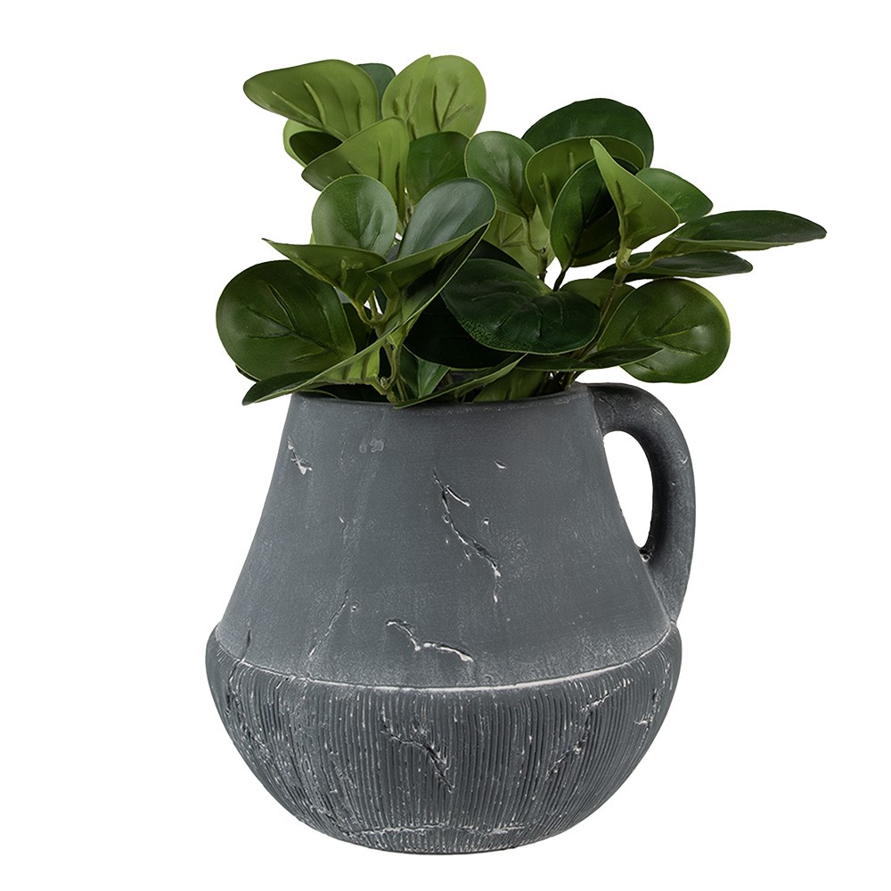 Tmavě šedý dekorativní obal na květináč s uchem Édith M - 19*19*17 cm Clayre & Eef Tmavě šedý dekorativní obal na květináč s uchem Édith M - 19*19*17 cm Clayre & Eef