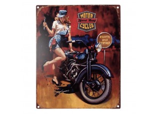 Barevná antik nástěnná kovová cedule Motor Speed King Cycles - 20*1*25 cm