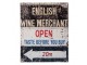 Černobílá antik nástěnná kovová cedule English Wine Merchant - 20*1*25 cm Clayre & Eef