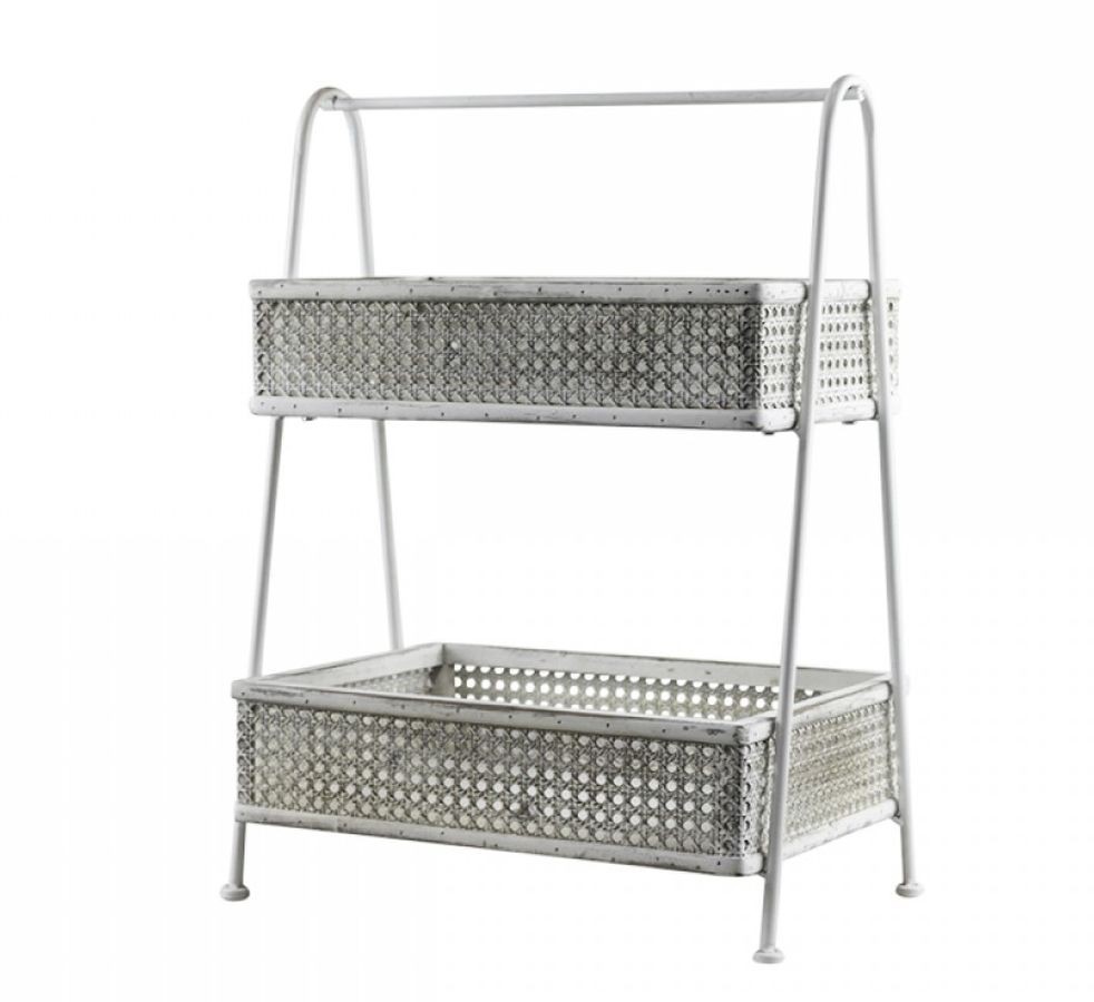 Krémový antik dekorační kovovo-dřevěný etažér Baskets - 45*27*60cm Chic Antique Krémový antik dekorační kovovo-dřevěný etažér Baskets - 45*27*60cm Chic Antique