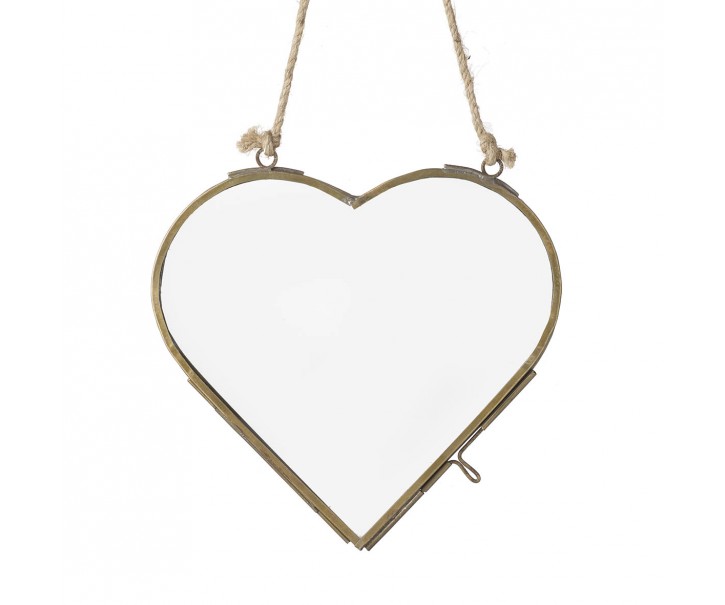 Bronzový antik závěsný fotorámeček ve tvaru srdce Heart - 15*15*1cm Light & Living