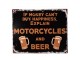 Černá antik nástěnná kovová cedule Motorcycles - 25*1*20 cm Clayre & Eef