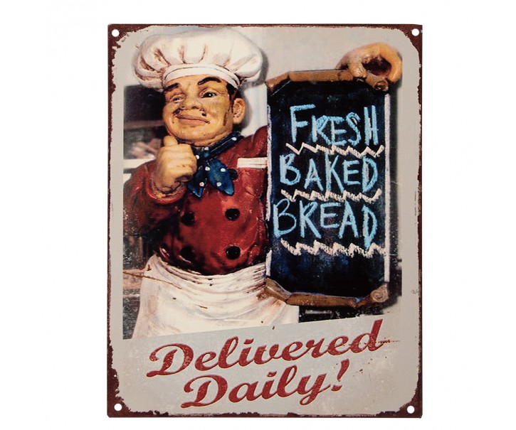 Nástěnná kovová cedule Fresh Baked Bread - 20*1*25 cm Clayre & Eef
