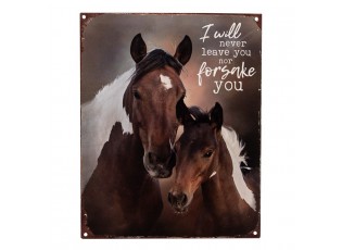 Hnědá nástěnná kovová cedule s koníky Horses - 20*1*25 cm