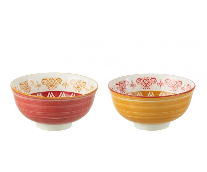Set 2ks barevná porcelánová miska Bowl Jam - Ø11*5 cm/ 220ml J-Line by Jolipa