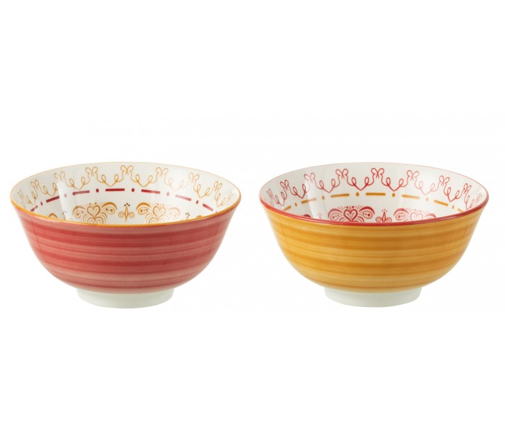 Set 2ks barevná porcelánová miska Bowl Jam - Ø15*7cm/ 570ml J-Line by Jolipa