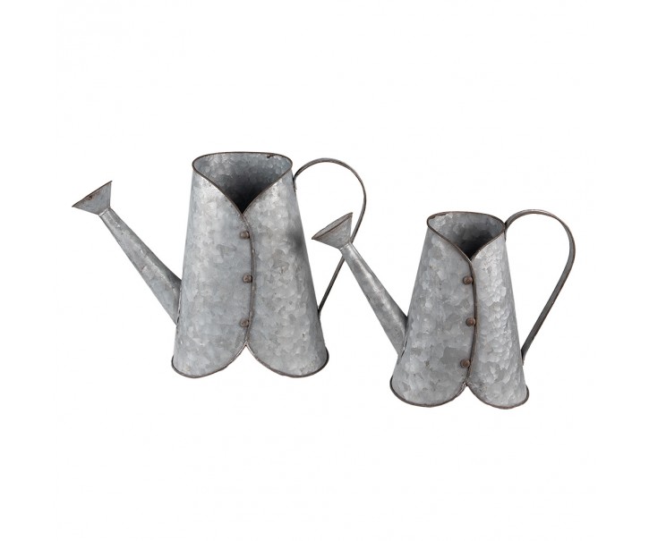 2ks plechové antik obaly na květináče ve tvaru konve v saku - 40*16*29 / 32*14*24 cm Clayre & Eef