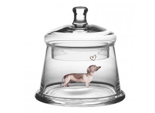 Skleněná dóza s jezevčíkem Dachshund Love - Ø 12*13 cm 