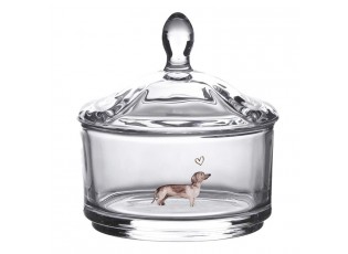 Skleněná dóza s jezevčíky Dachshund Love - Ø 9*9cm 
