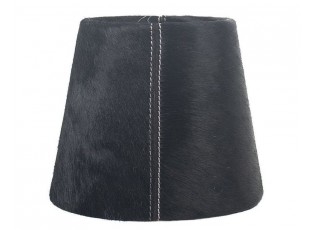 Černé stínidlo lampy z hovězí kůže - Ø18*Ø13*15cm / E27
