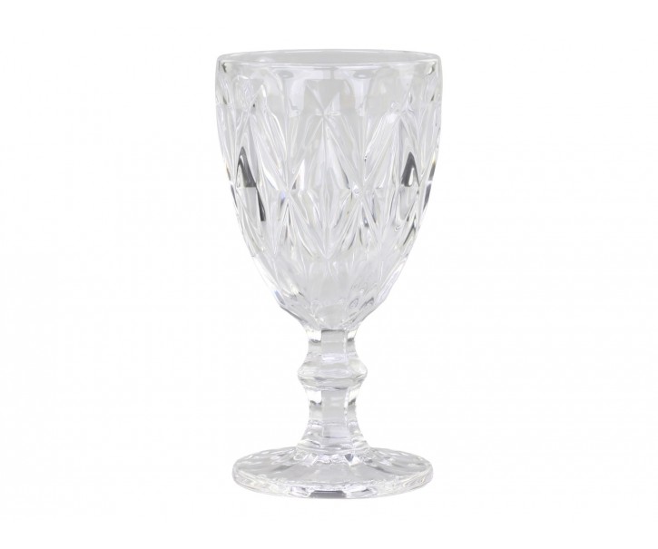 Sklenička na noze ze silnějšího skla s dekorem Diamond cut - Ø9,5*17cm Chic Antique