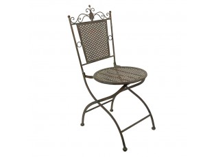 Zeleno-hnědá antik kovová bistro židle Zio - 43*45*96 cm
