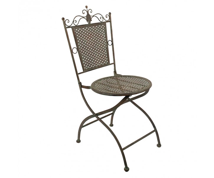 Zeleno-hnědá antik kovová bistro židle Zio - 43*45*96 cm Clayre & Eef