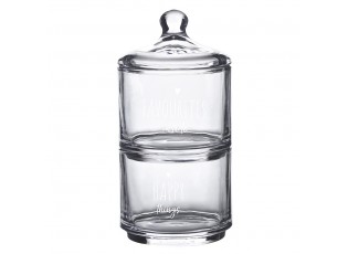 Úložná transparentní nádoba dóza s víčkem a srdíčkem Favourites Happy - Ø 10*21 cm