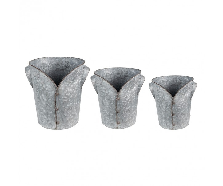 Zinkové antik plechové obaly na květníky sako - Ø 25*28 / Ø 21*24 / Ø 17*20 cm Clayre & Eef
