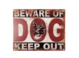 Nástěnná kovová cedule Beware of dog - 25*1*20 cm