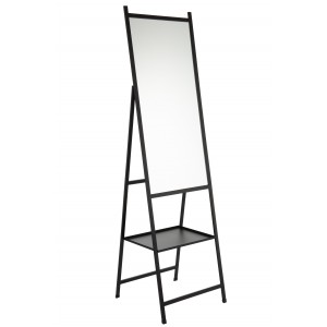 Stojací zrcadlo v černém kovovém rámu Industrial - 45*161 cm