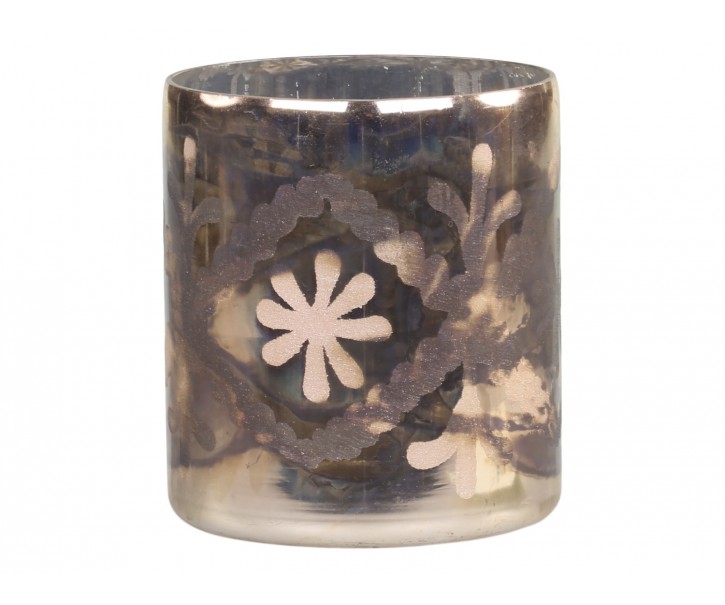Mocca antik skleněný svícen na čajovou svíčku Grindi - Ø 9*10 cm Chic Antique