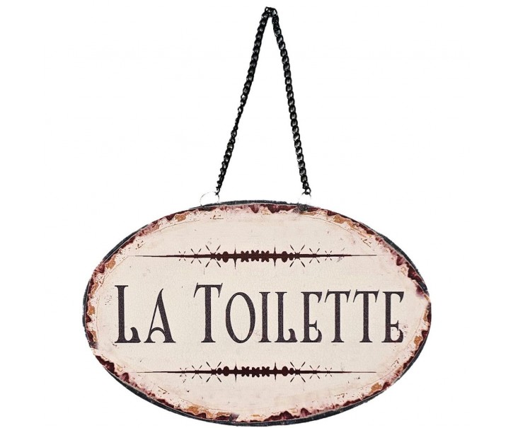 Závěsná kovová cedule s řetízkem La Toilette - 23*15 cm Ostatn&iacute;