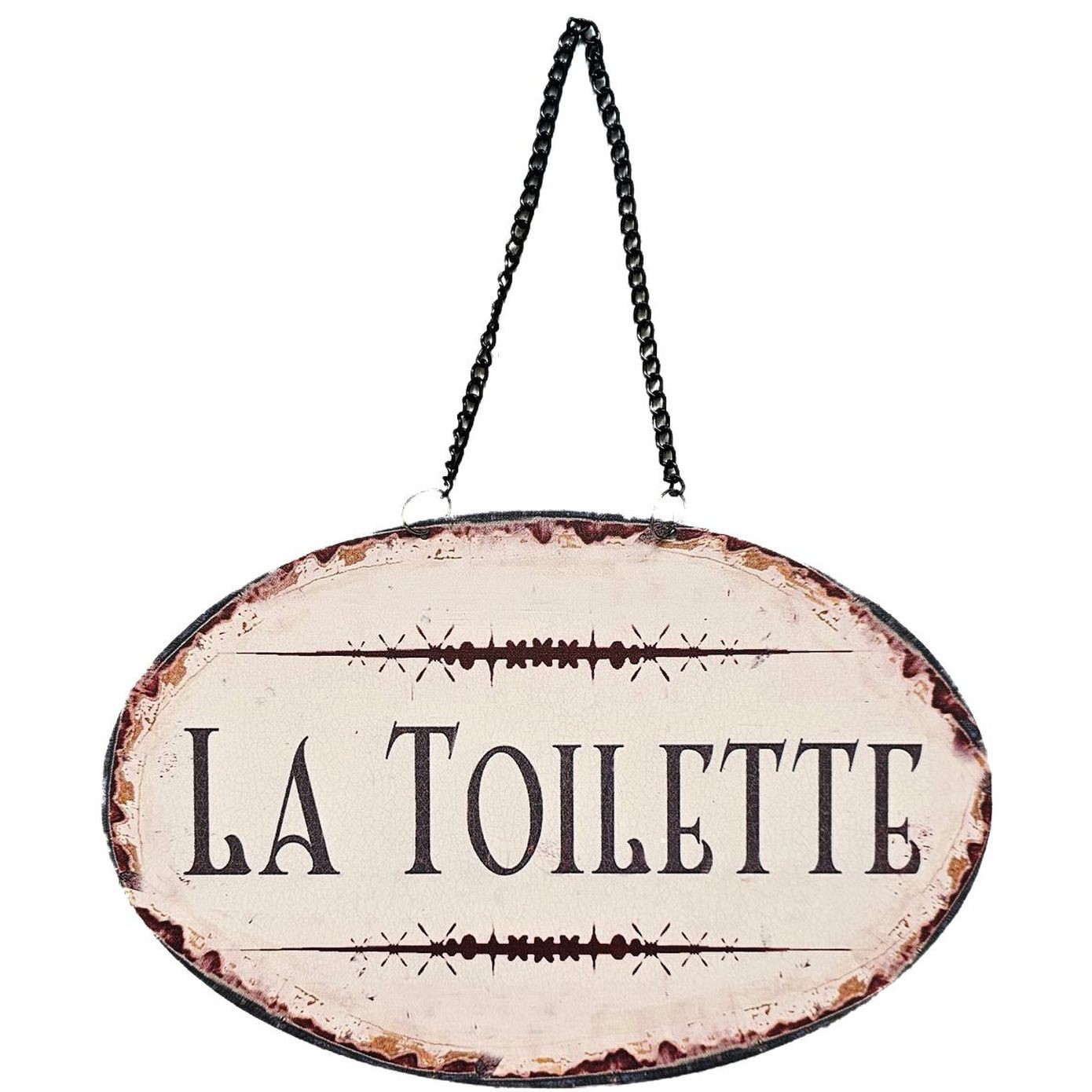 Závěsná kovová cedule s řetízkem La Toilette - 23*15 cm Ostatní Závěsná kovová cedule s řetízkem La Toilette - 23*15 cm Ostatní