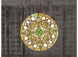 Skleněný kulatý závěsný Tiffany panel - Ø 30*1 cm