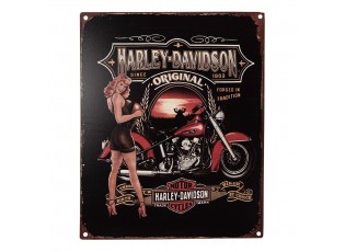  Černá nástěnná kovová cedule Harley Davidson - 20*1*25 cm