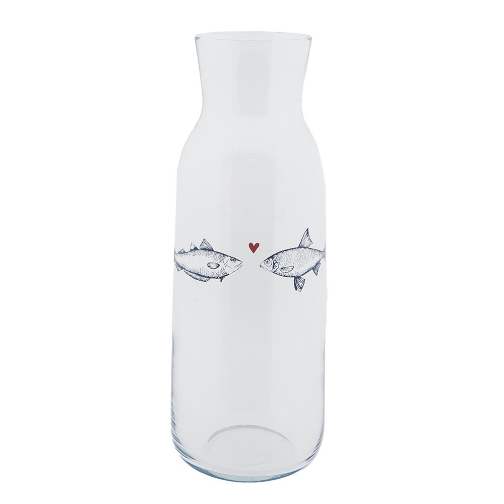 Transparentní skleněná karafa s rybkami - Ø 9*25 cm / 1000 ml