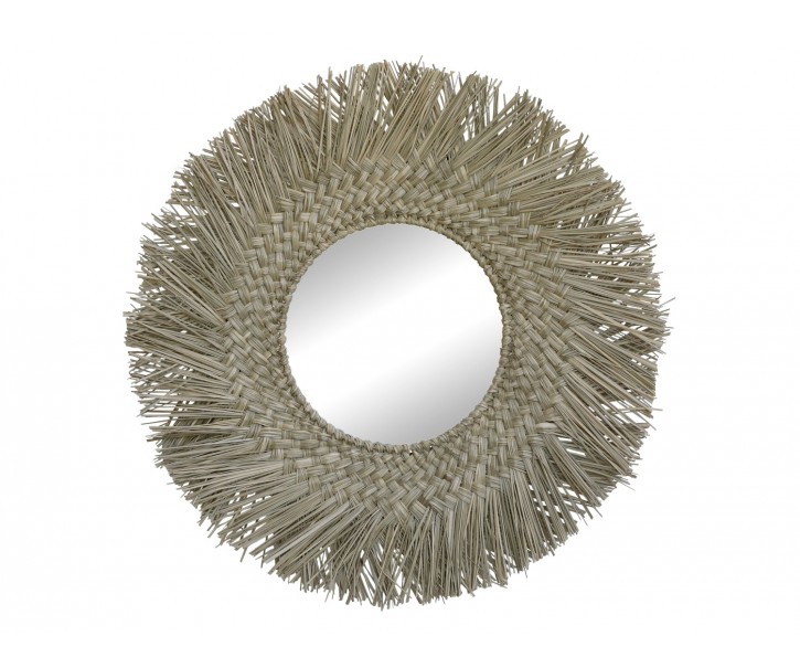 Nástěnné kulaté zrcadlo v rámu z mořské trávy Seagrass - 70 cm Chic Antique