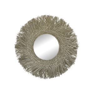 Nástěnné kulaté zrcadlo v rámu z mořské trávy Seagrass - 70 cm
