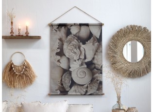 Nástěnné kulaté zrcadlo v rámu z mořské trávy Seagrass - 70 cm