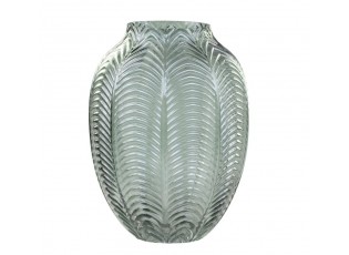 Zelená skleněná dekorační váza Leaf - Ø 14*18cm